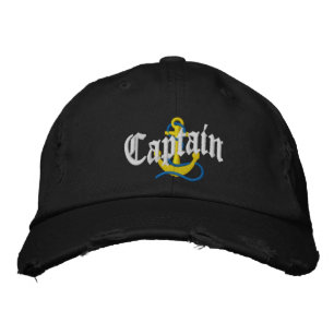Anchor motif captains sailing embroidered hat