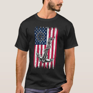 Anchor Nautical American Flag Anchor Patriotic T-Shirt