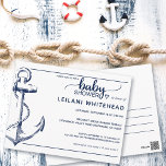 Anchor Nautical Baby Shower Invite White Postcard<br><div class="desc">Nautical anchor baby shower invitation postcard.</div>