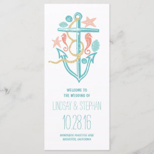 anchor nautical beach wedding program programme