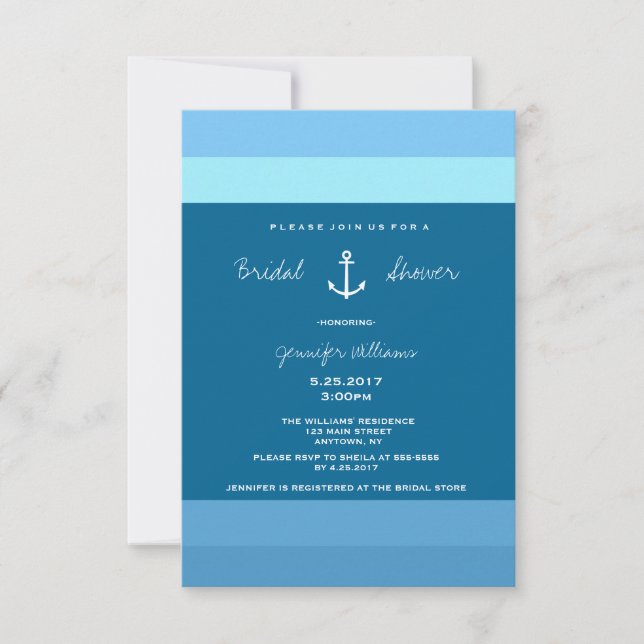 Anchor Nautical Bridal Shower Invitations (Front)