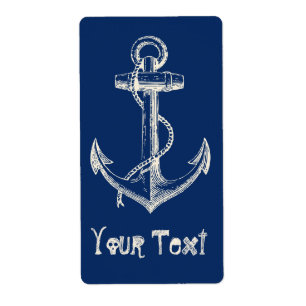 Anchor Nautical Custom Label Gift Navy Blue White