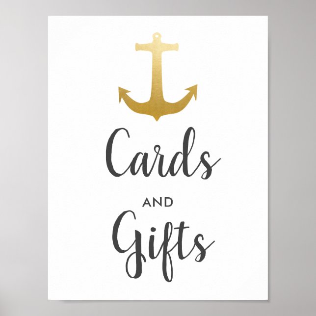 Anchor Nautical Faux Gold Foil | Wedding Sign (Front)