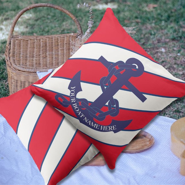 Anchor Nautical Marine Red StripeBeach House   Cushion (Creator Uploaded)