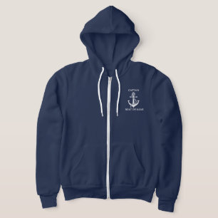 Anchor Nautical Navy Blue Boat Captain Hoodie