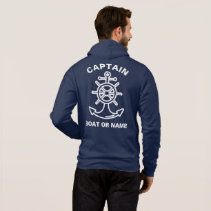 Anchor Nautical Navy Blue Boat Captain  Hoodie