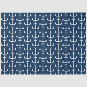 Anchor Nautical Navy Blue Decoupage Tissue Paper
