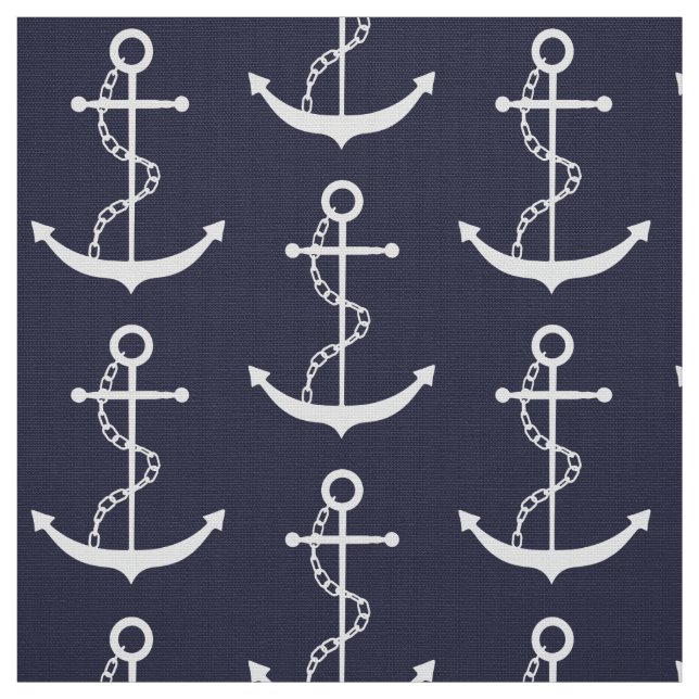 Anchor Nautical Navy Blue Fabric (Swatch)