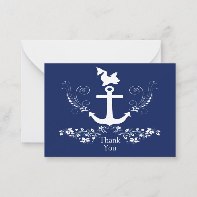 Anchor Nautical Pattern Thank You Card (Front)