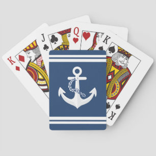Anchor Nautical Sailing Boating White Navy Blue Playing Cards
