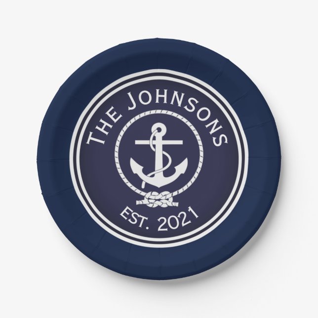 Anchor Nautical Seal  Paper Plate (Front)