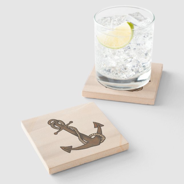Anchor Nautical  Stone Coaster (Side)