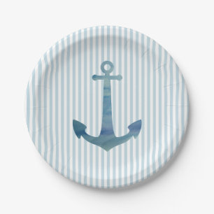 Anchor Nautical Stripe Beach Party Plates