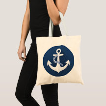 Anchor Nautical Symbol Classic White Navy Blue