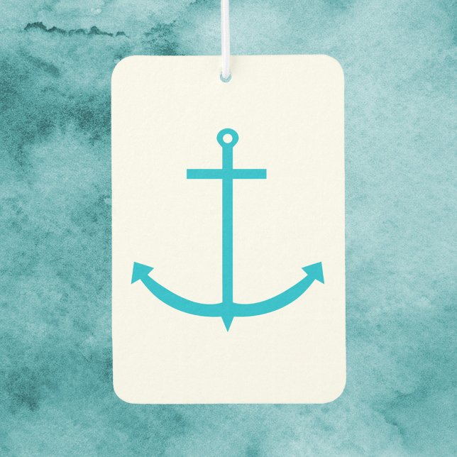 Anchor Nautical Turquoise Blue Car Air Freshener (An air freshener with a turquoise anchor)
