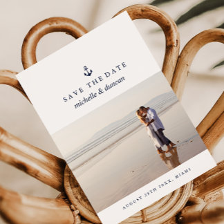 ANCHOR NAUTICAL WEDDING Photo SAVE THE DATE Announcement