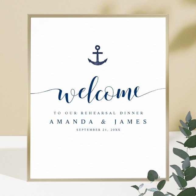 Anchor Nautical Wedding Rehearsal Dinner Welcome Poster (Creator Uploaded)