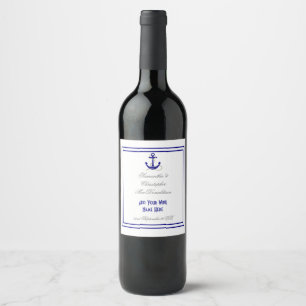Anchor nautical  wedding wine label