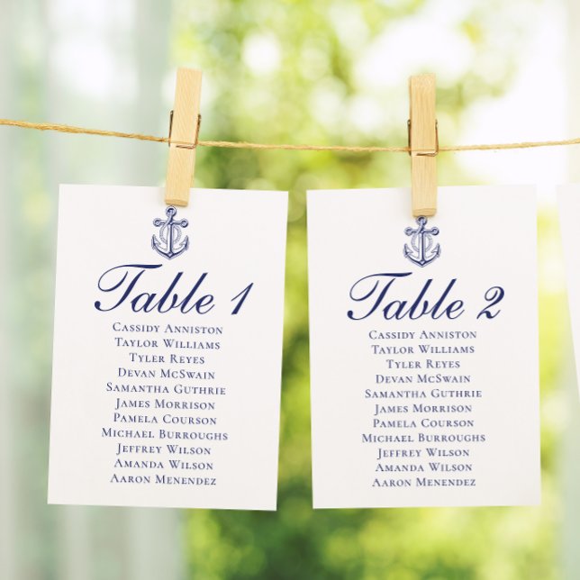 Anchor Navy Blue Nautical Wedding Seating Chart (Creator Uploaded)
