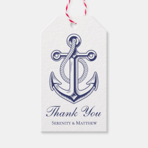 Anchor Navy Blue Nautical Wedding Thank You Gift Tags