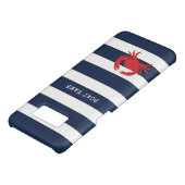 Anchor Navy Blue Stripes Red Crab Boat Name Case-Mate Samsung Galaxy Case (Bottom)