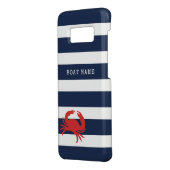 Anchor Navy Blue Stripes Red Crab Boat Name Case-Mate Samsung Galaxy Case (Back/Left)