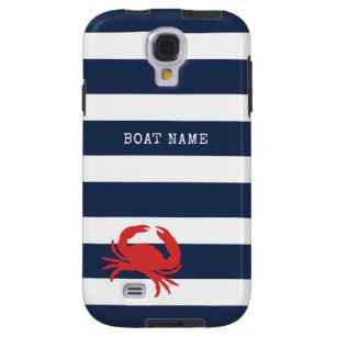 Anchor Navy Blue Stripes Red Crab Boat Name Galaxy S4 Case