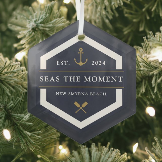 Anchor & Oar | Boat Name Glass Tree Decoration (Insitu)