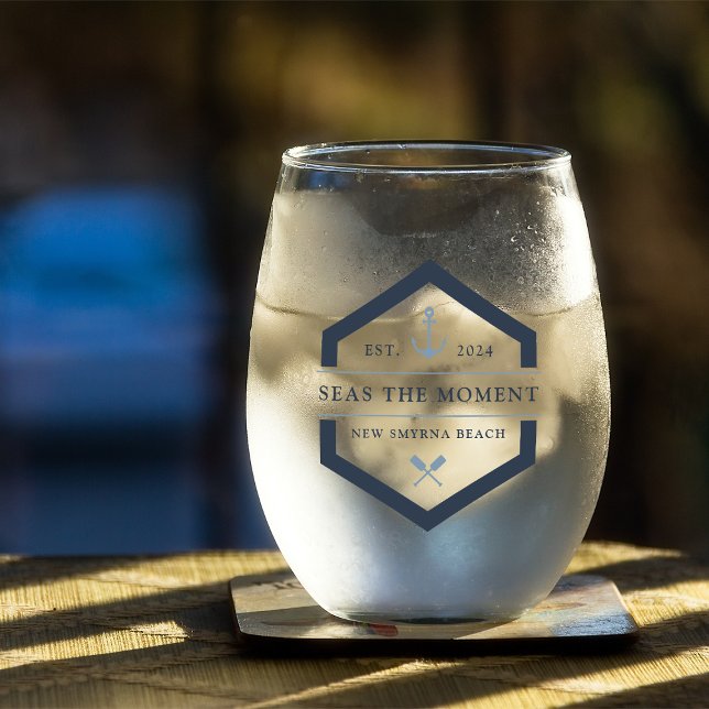 Anchor & Oar | Boat Name Stemless Wine Glass (Creator Uploaded)