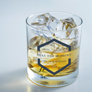 Anchor & Oar Boat Name Whiskey Glass