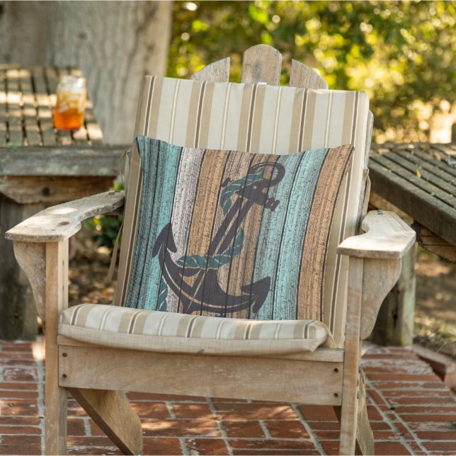 Anchor On Antique Weathered Wooden Planks Pattern Cushion (Chair)