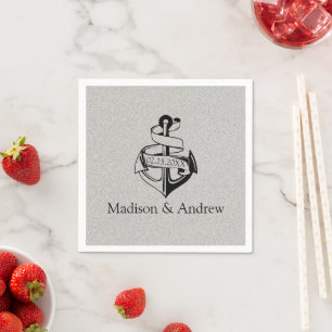 Anchor on Glitter  Napkin