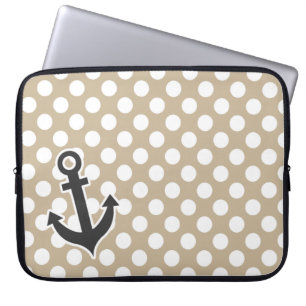 Anchor on Khaki Polka Dots Laptop Sleeve