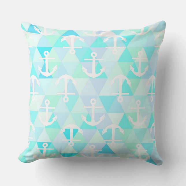 Anchor Pattern Chic Modern Triangle Pattern Outdoor Cushion (Front)