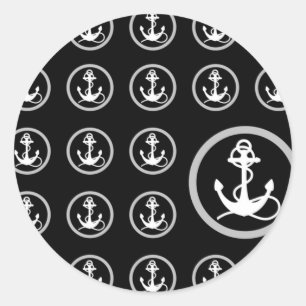 Anchor Pattern Classic Round Sticker