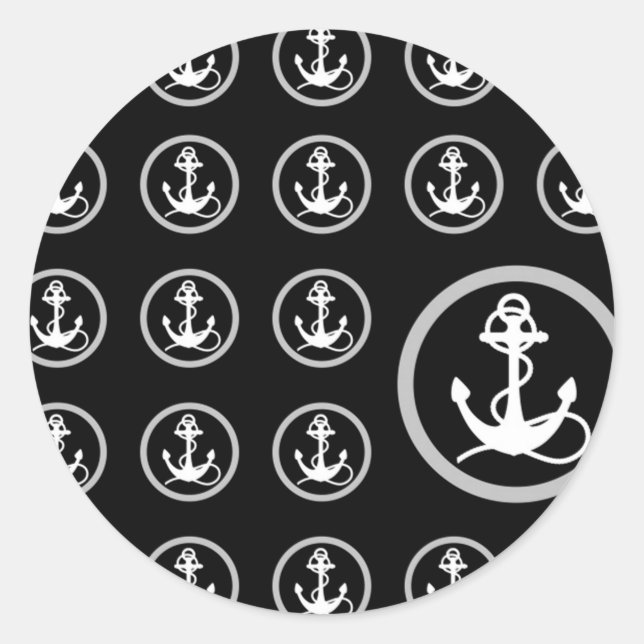 Anchor Pattern Classic Round Sticker (Front)