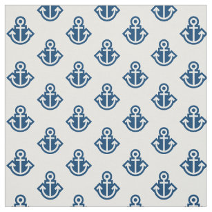 Anchor Pattern Fabric in White and Blue