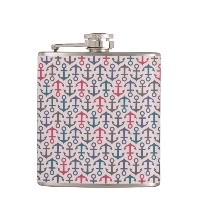 Anchor pattern hip flask (Front)