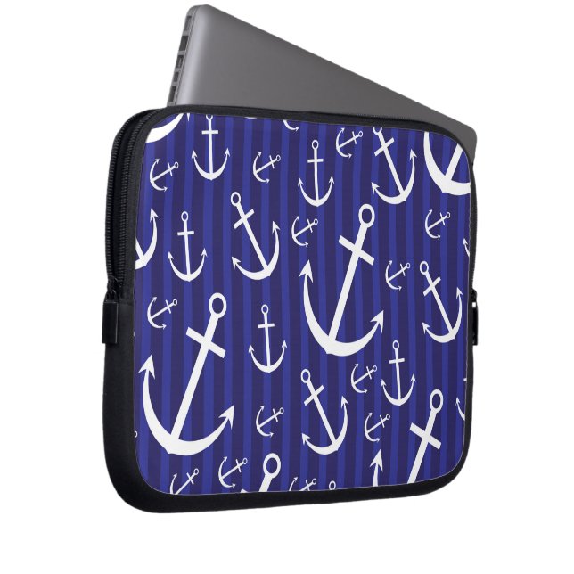 Anchor pattern laptop sleeve (Front Right)