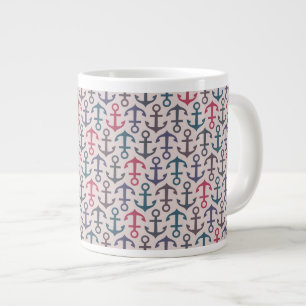 Anchor pattern large coffee mug