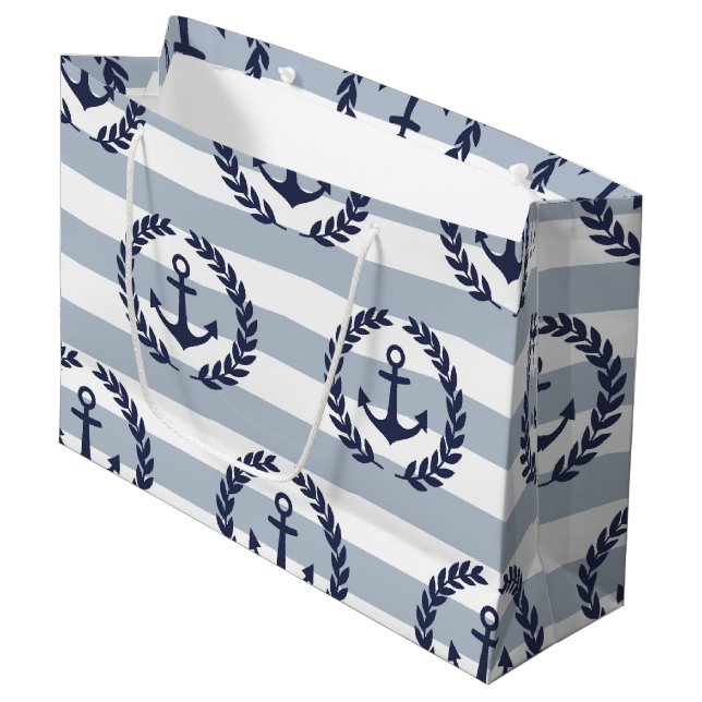 Anchor Pattern Large Gift Bag (Front Angled)