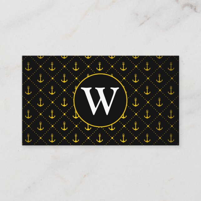 Anchor Pattern | Monogram Business Card (Front)