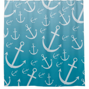 Anchor pattern shower curtain