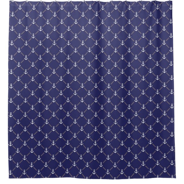 Anchor pattern shower curtain (Front)