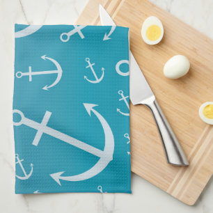 Anchor pattern tea towel
