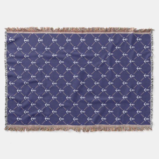 Anchor pattern throw blanket (Front)