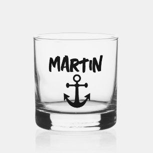 ANCHOR PERSONALIZED NAUTICAL WHISKEY GLASSES GLASS