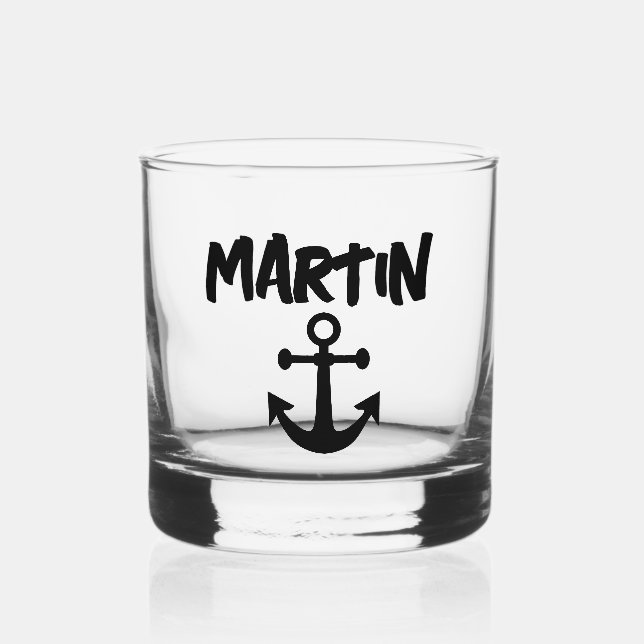 ANCHOR PERSONALIZED NAUTICAL WHISKEY GLASSES GLASS (Front)