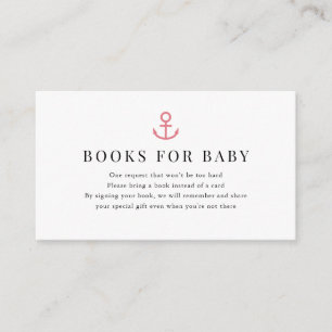 Anchor Pink Baby Shower Book Request Enclosure Card