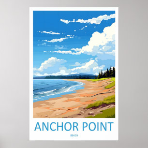 Anchor Point Beach Vintage Travel Poster Ski
